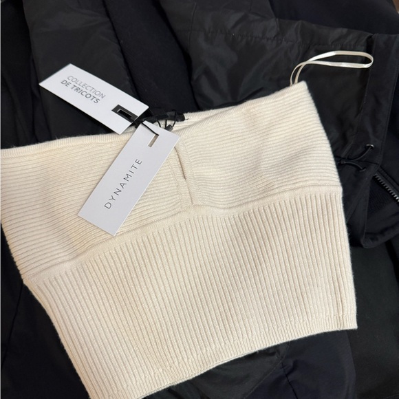 Cream Ribbed Knit Tube Top - Picture 3 of 4